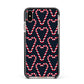 Candy Cane Pattern Apple iPhone Xs Max Impact Case Black Edge on Gold Phone
