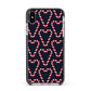 Candy Cane Pattern Apple iPhone Xs Max Impact Case Black Edge on Silver Phone