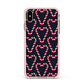 Candy Cane Pattern Apple iPhone Xs Max Impact Case Pink Edge on Gold Phone