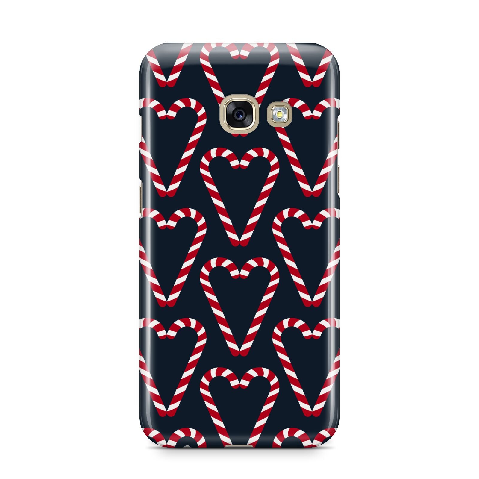 Candy Cane Pattern Samsung Galaxy A3 2017 Case on gold phone