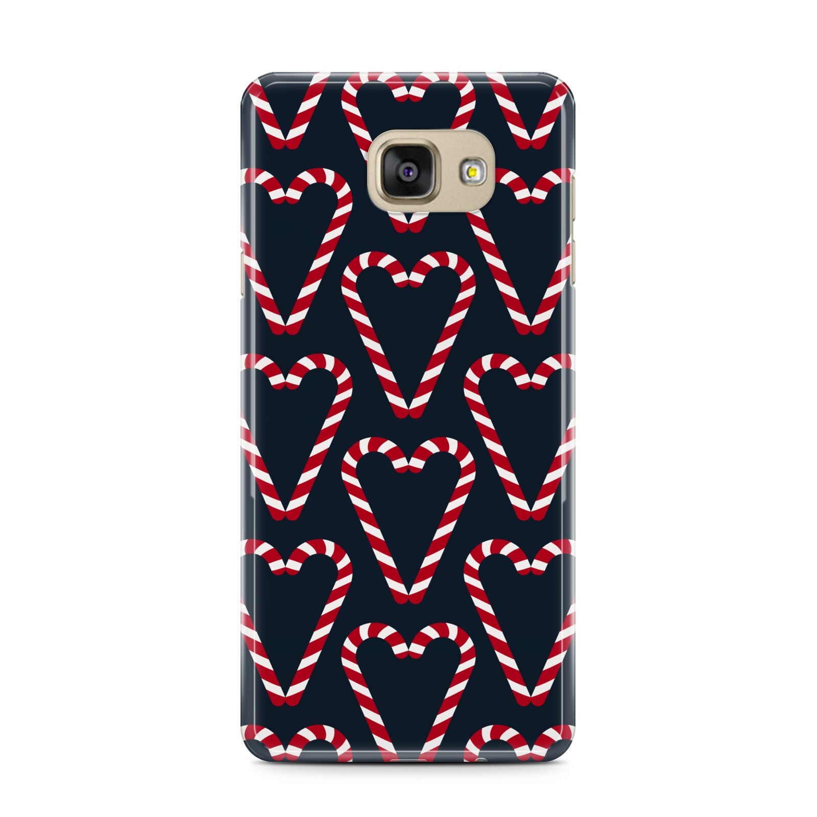 Candy Cane Pattern Samsung Galaxy A7 2016 Case on gold phone