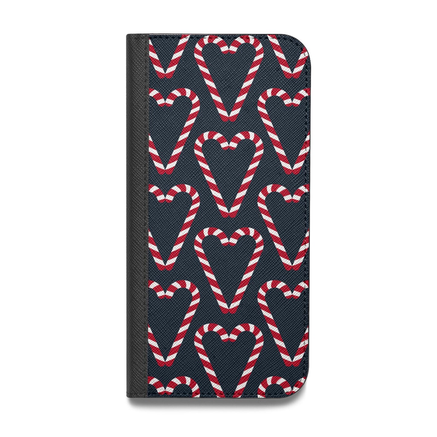 Candy Cane Pattern Vegan Leather Flip iPhone Case