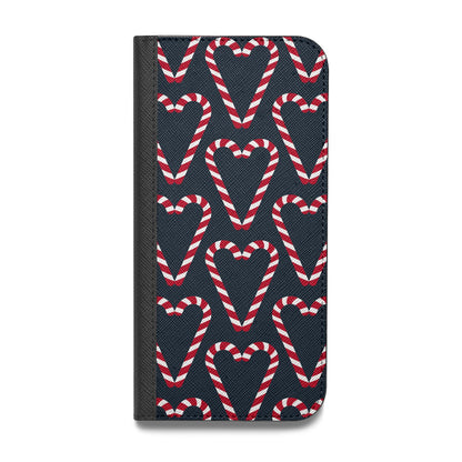 Candy Cane Pattern Vegan Leather Flip iPhone Case