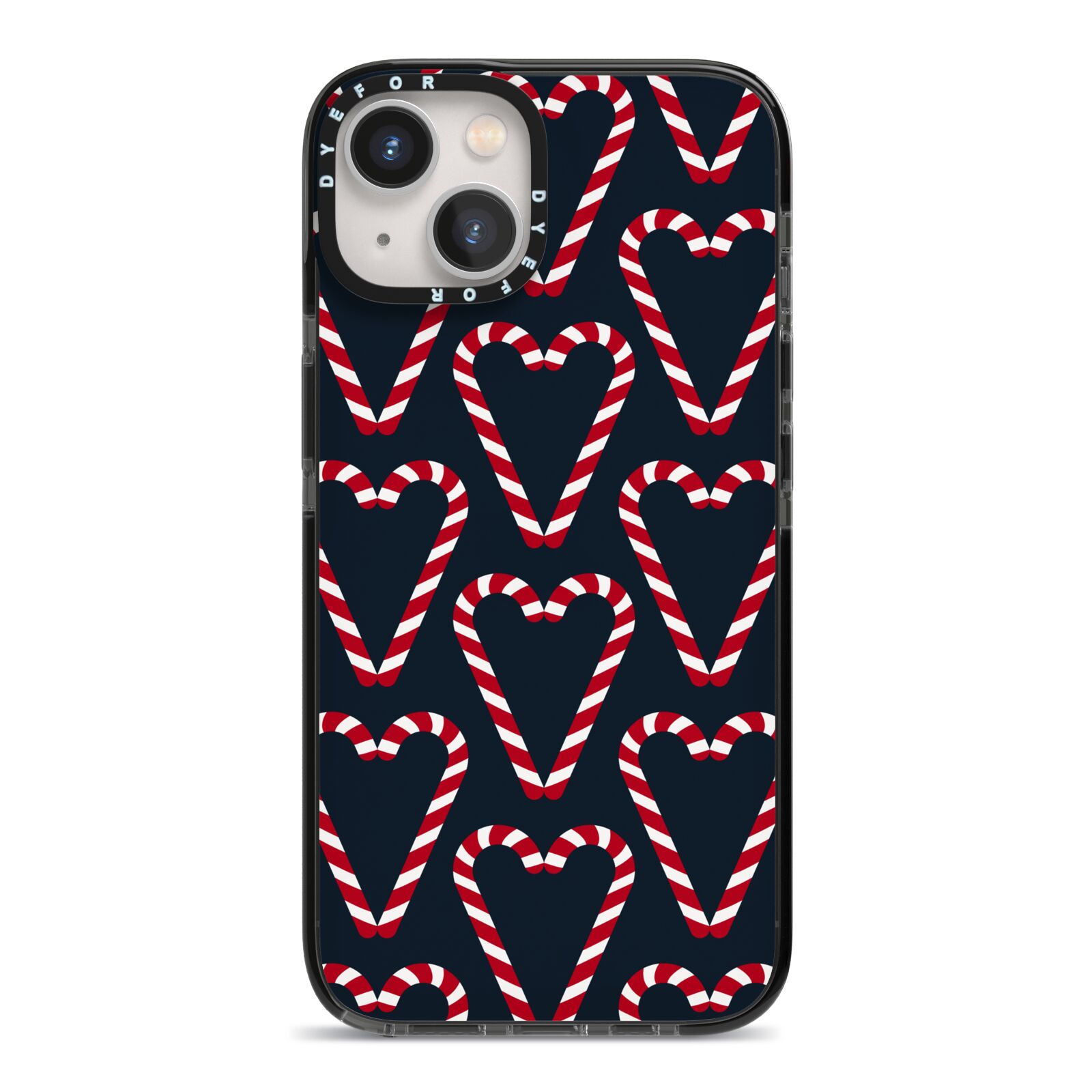 Candy Cane Pattern iPhone 13 Black Impact Case on Silver phone