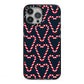 Candy Cane Pattern iPhone 13 Pro Max Black Impact Case on Silver phone