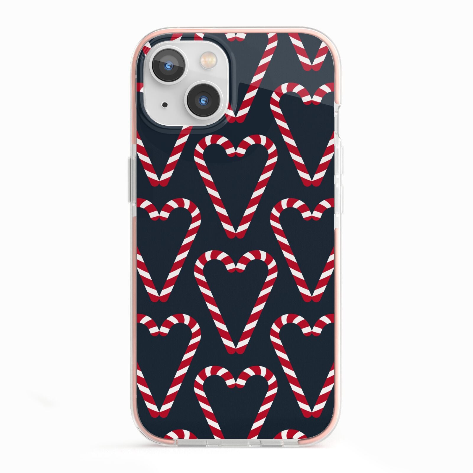 Candy Cane Pattern iPhone 13 TPU Impact Case with Pink Edges