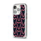Candy Cane Pattern iPhone 14 Pro Clear Tough Case Silver Angled Image