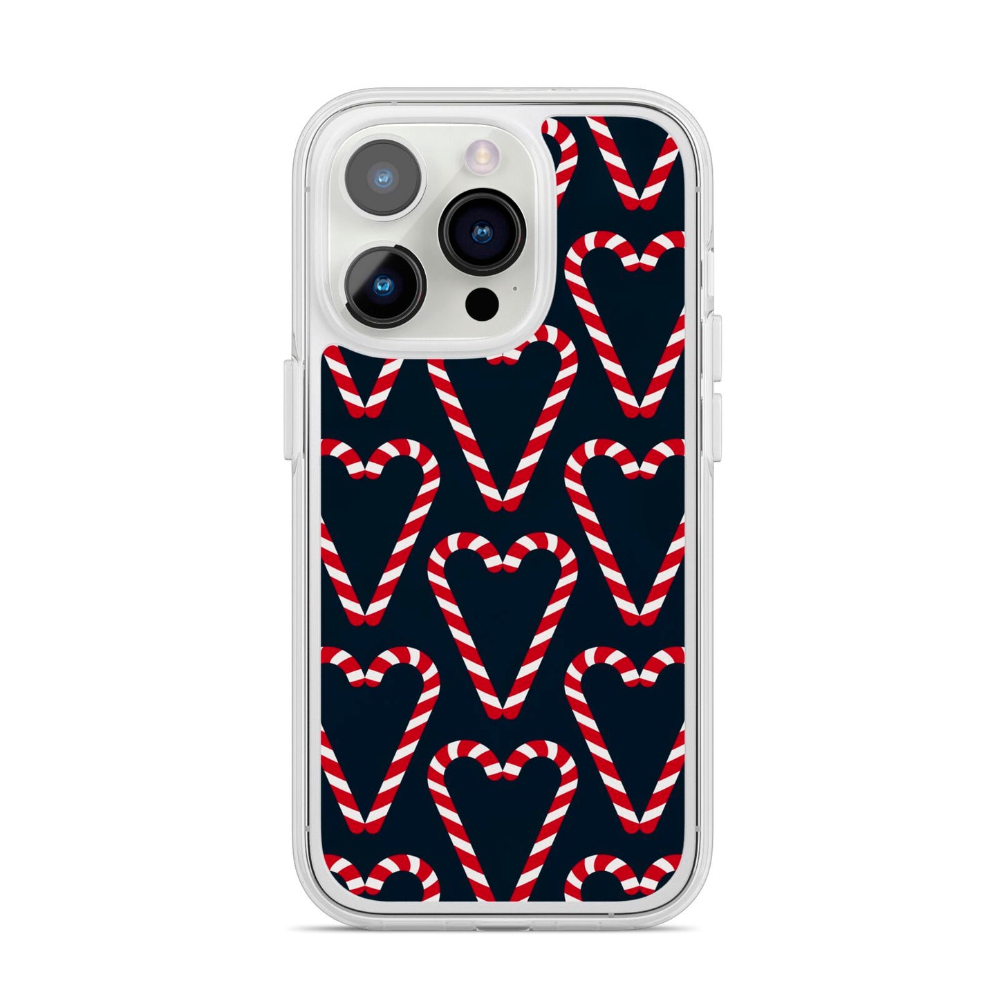 Candy Cane Pattern iPhone 14 Pro Clear Tough Case Silver