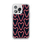 Candy Cane Pattern iPhone 14 Pro Max Clear Tough Case Silver