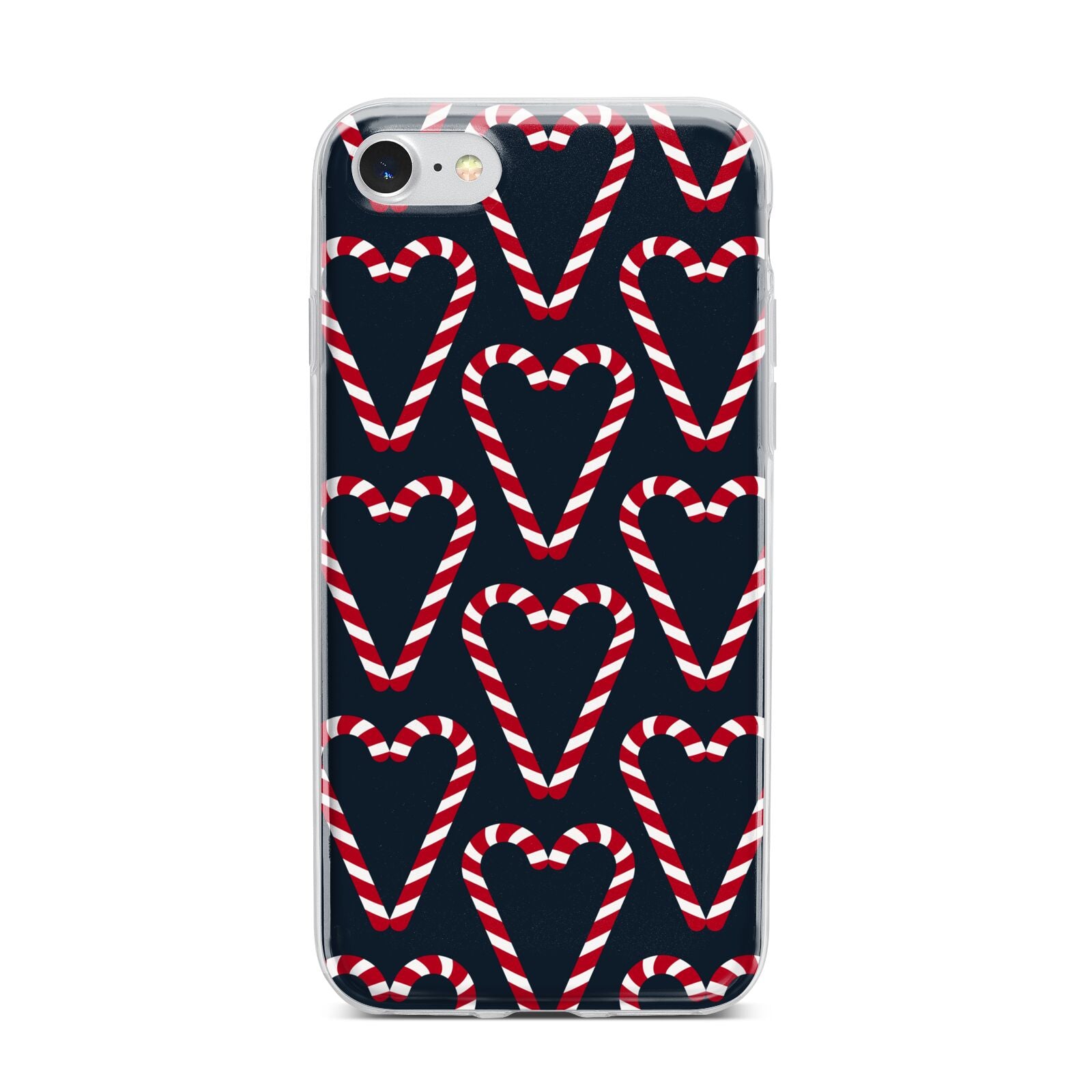 Candy Cane Pattern iPhone 7 Bumper Case on Silver iPhone