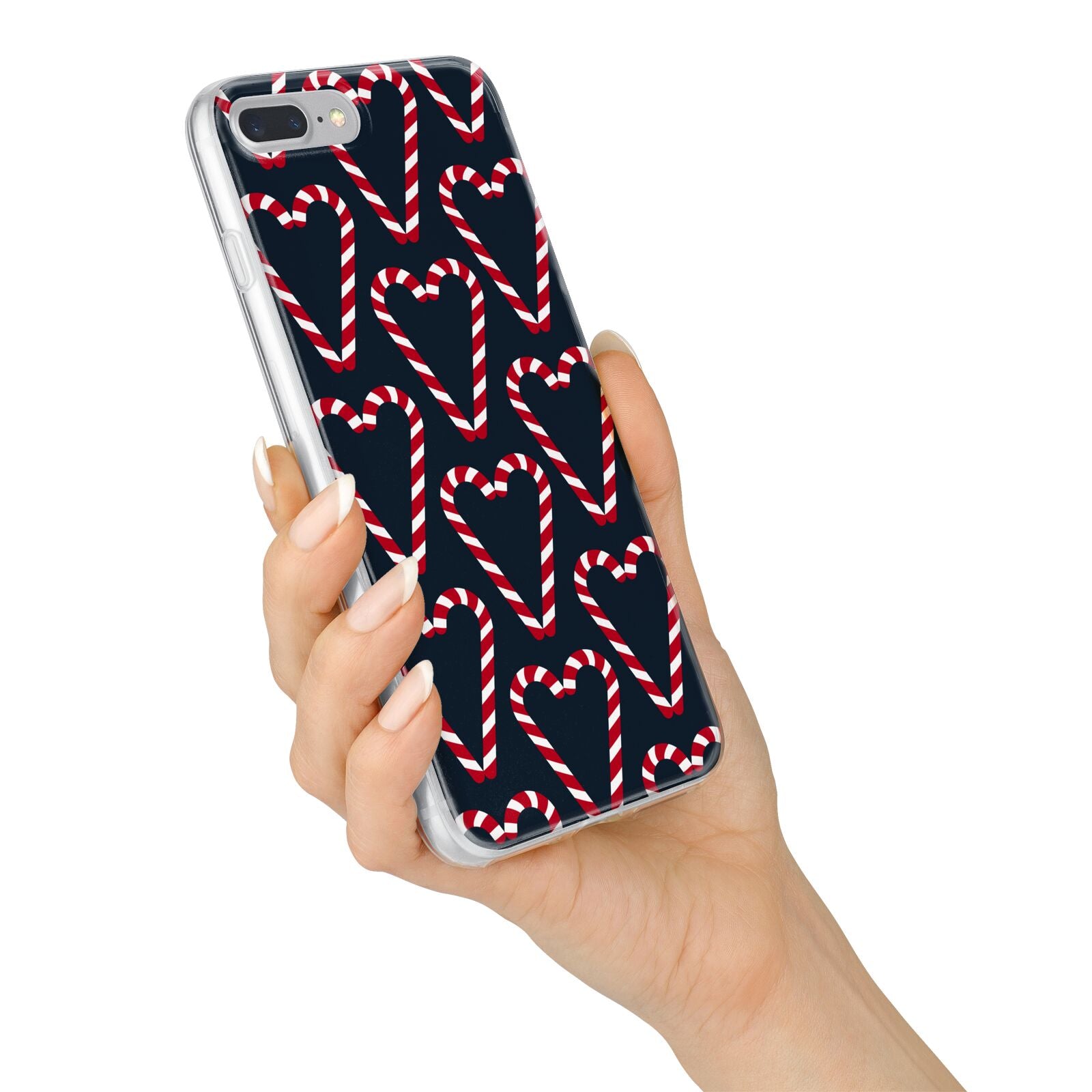 Candy Cane Pattern iPhone 7 Plus Bumper Case on Silver iPhone Alternative Image
