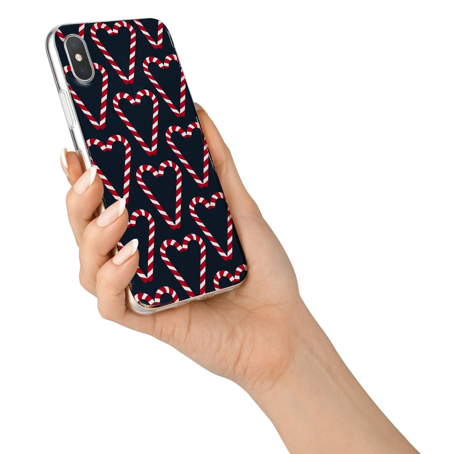 Candy Cane Pattern iPhone X Bumper Case on Silver iPhone Alternative Image 2