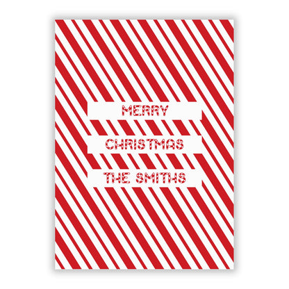 Candy Cane Personalised A5 Flat Greetings Card