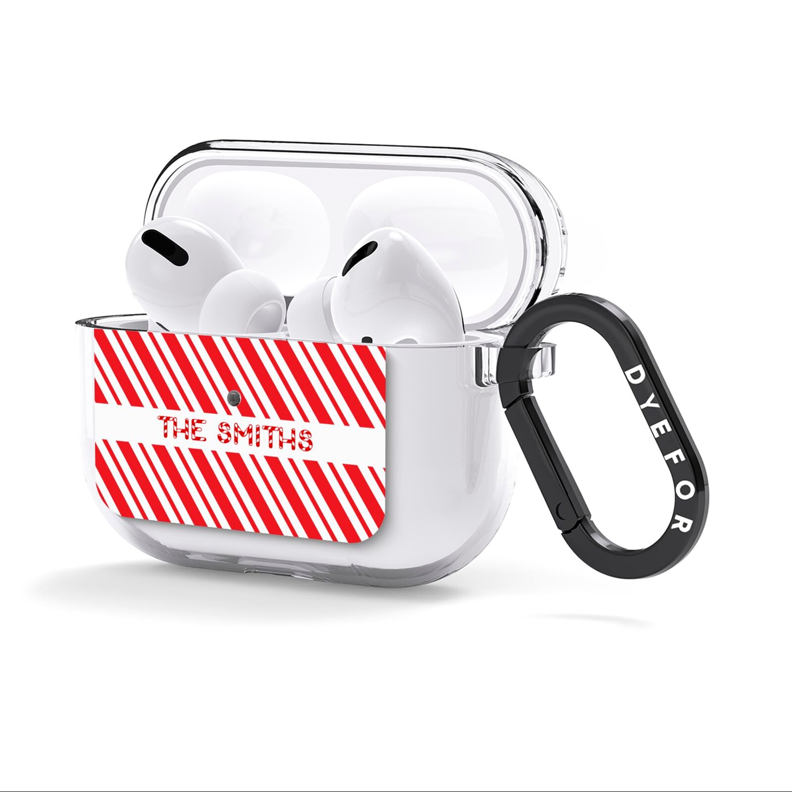 Candy Cane Personalised AirPods Clear Case 3rd Gen Side Image