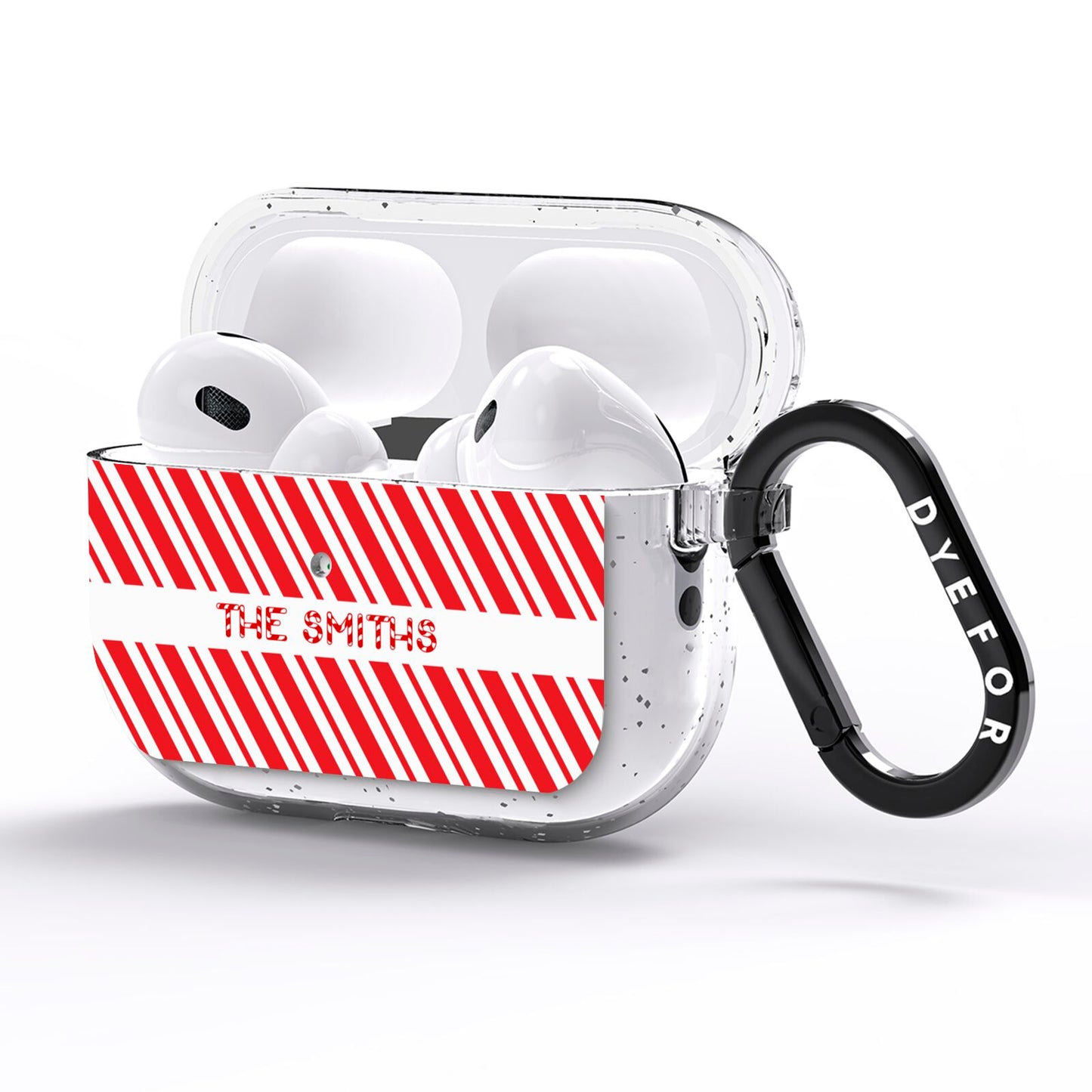 Candy Cane Personalised AirPods Pro Glitter Case Side Image