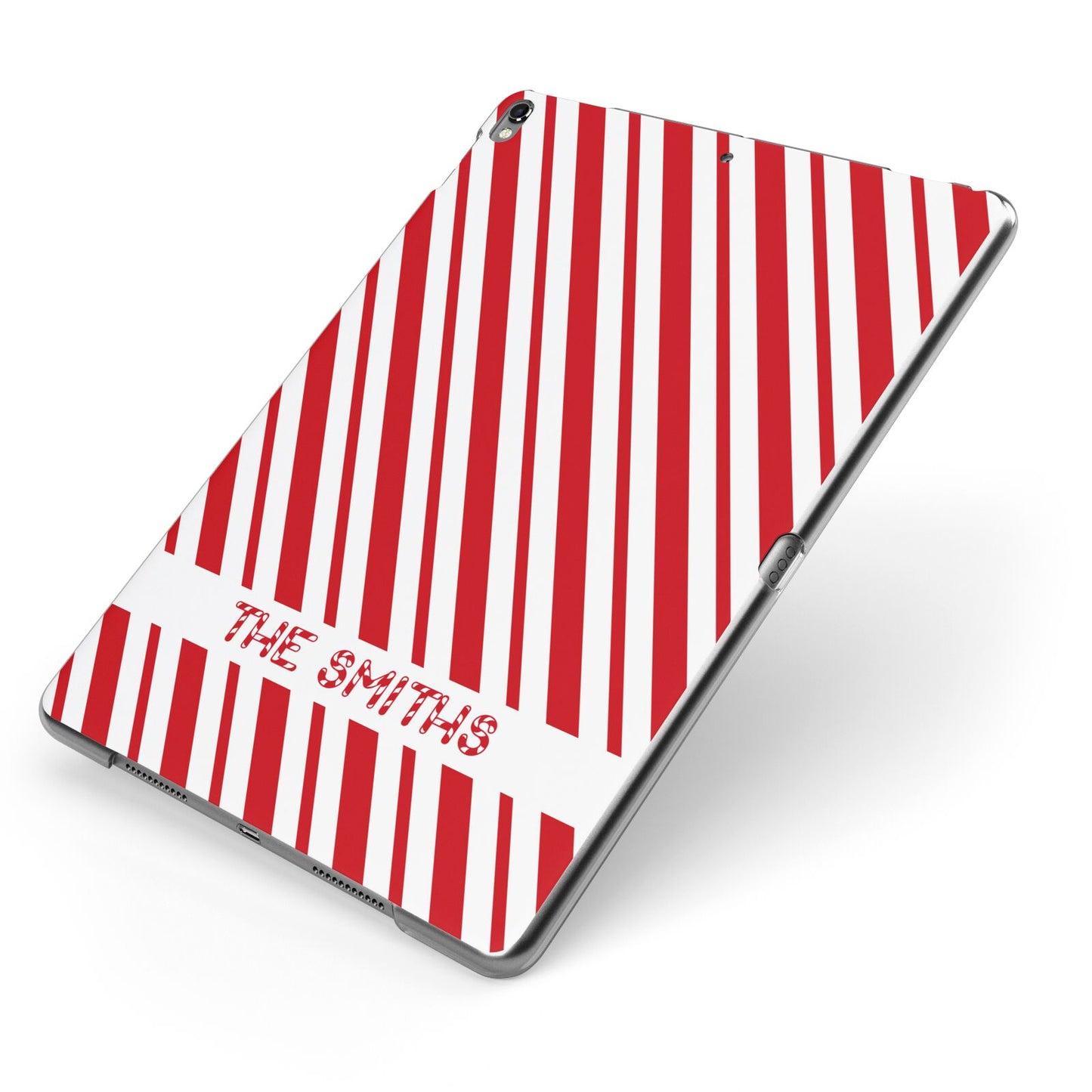 Candy Cane Personalised Apple iPad Case on Grey iPad Side View