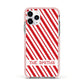 Candy Cane Personalised Apple iPhone 11 Pro in Silver with Pink Impact Case