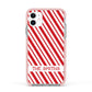 Candy Cane Personalised Apple iPhone 11 in White with Pink Impact Case