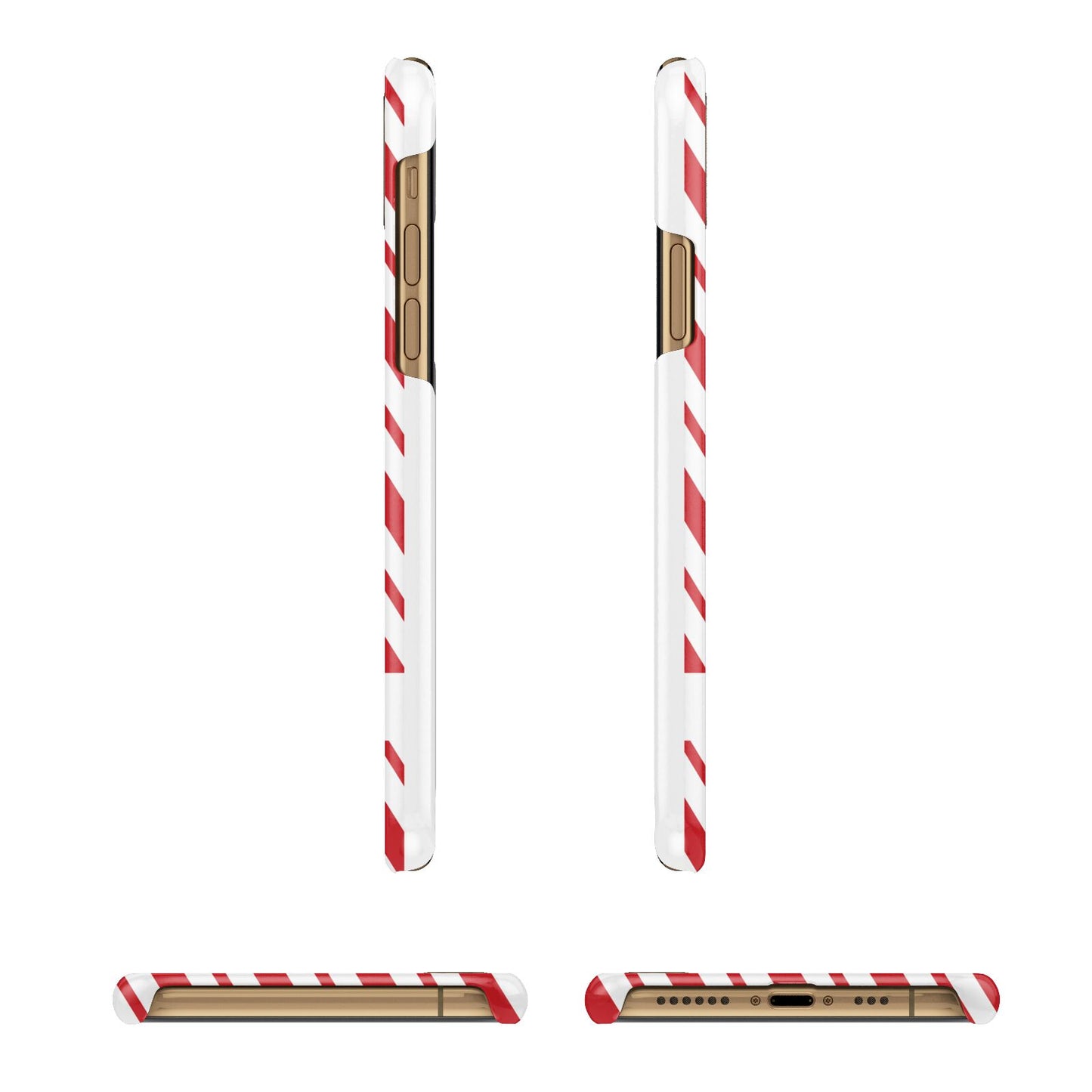 Candy Cane Personalised Apple iPhone Xs 3D Wrap Snap Case Angled Images
