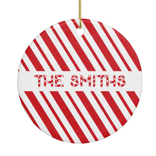 Candy Cane Personalised Circle Decoration