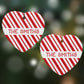 Candy Cane Personalised Heart Decoration on Christmas Background