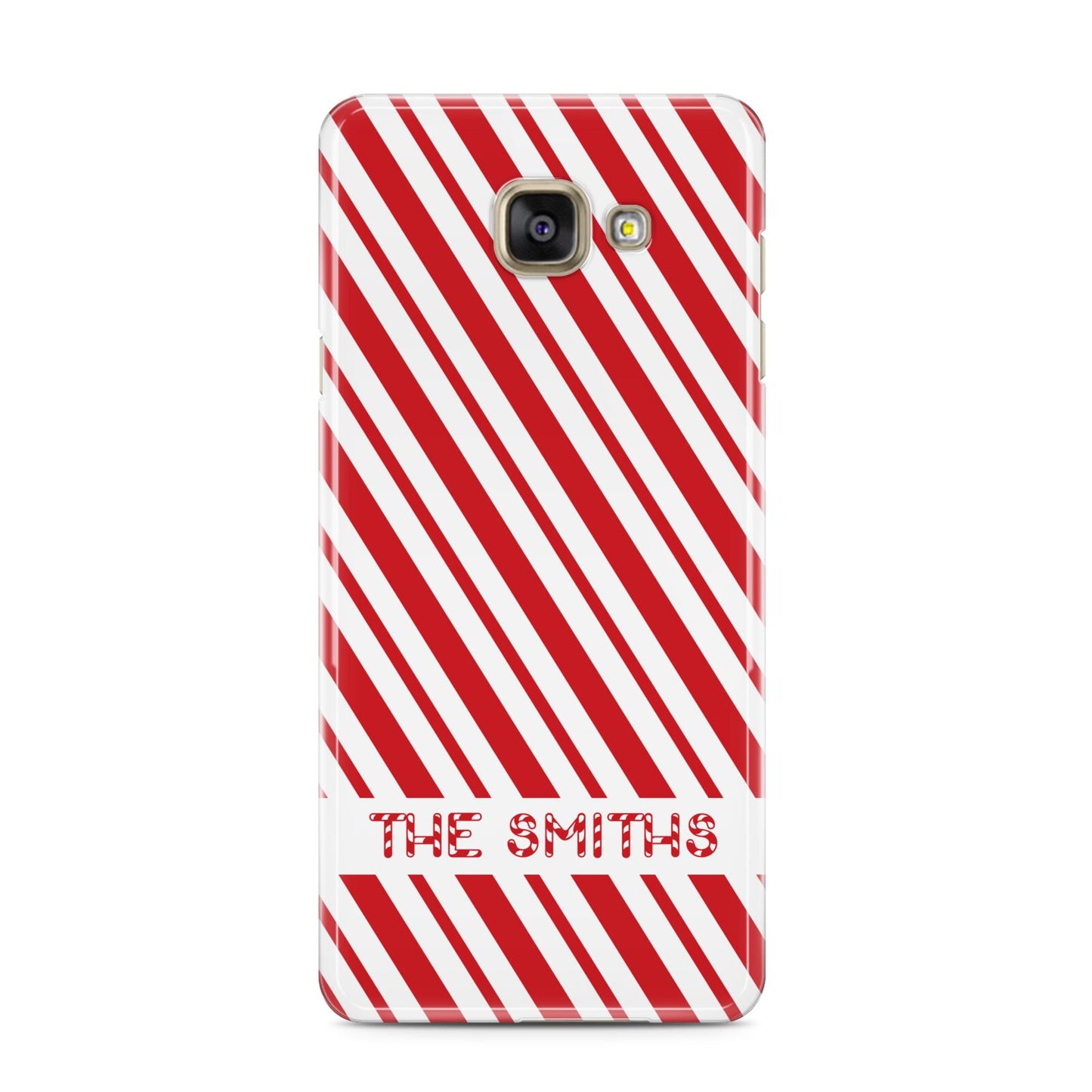 Candy Cane Personalised Samsung Galaxy A3 2016 Case on gold phone
