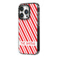 Candy Cane Personalised iPhone 14 Pro Black Impact Case Side Angle on Silver phone