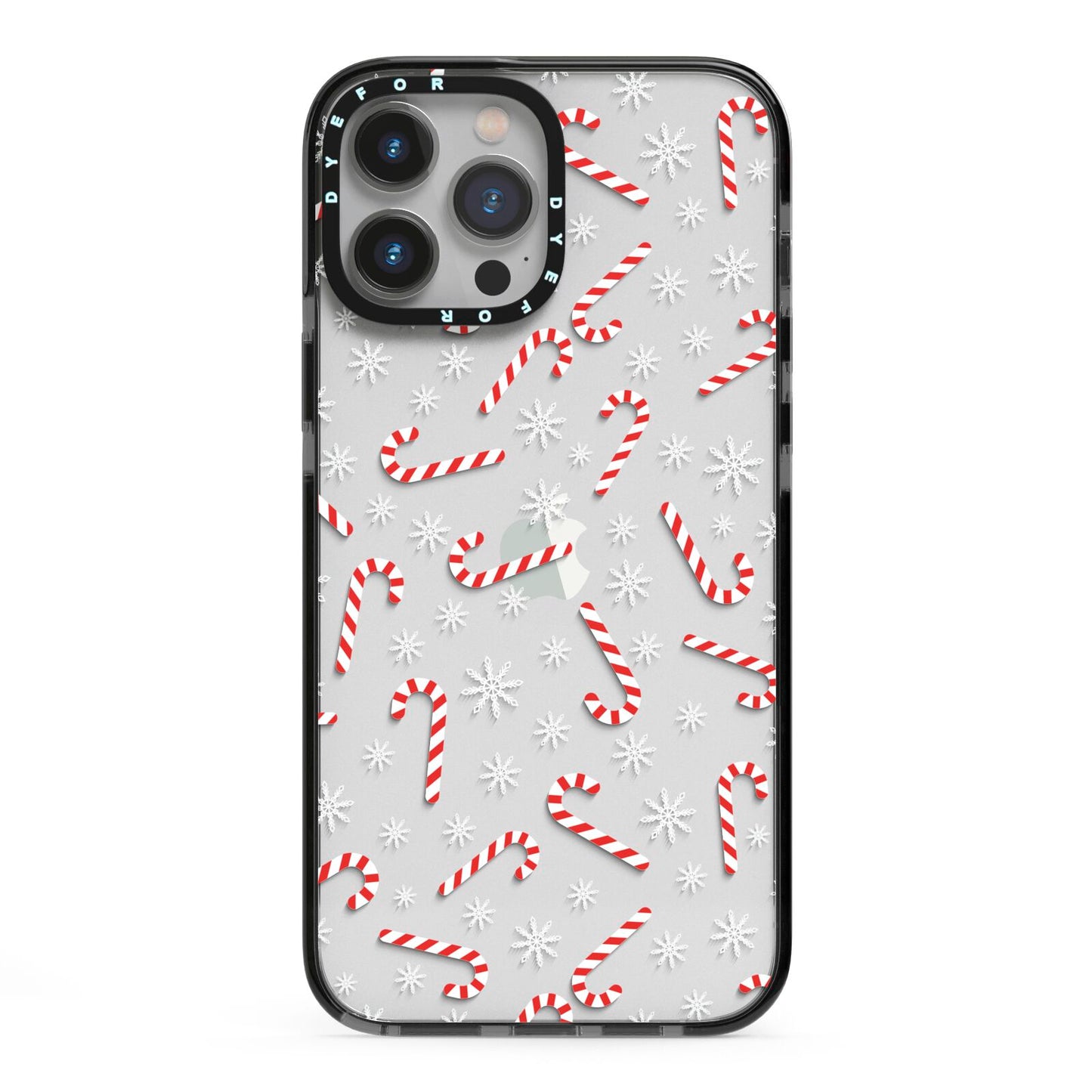 Candy Cane iPhone 13 Pro Max Black Impact Case on Silver phone