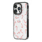Candy Cane iPhone 14 Pro Black Impact Case Side Angle on Silver phone