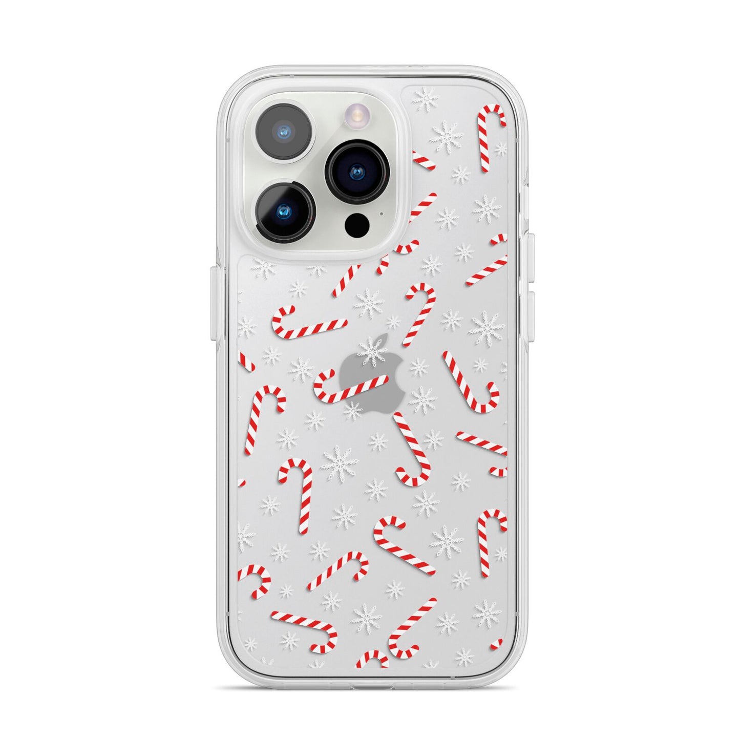 Candy Cane iPhone 14 Pro Clear Tough Case Silver