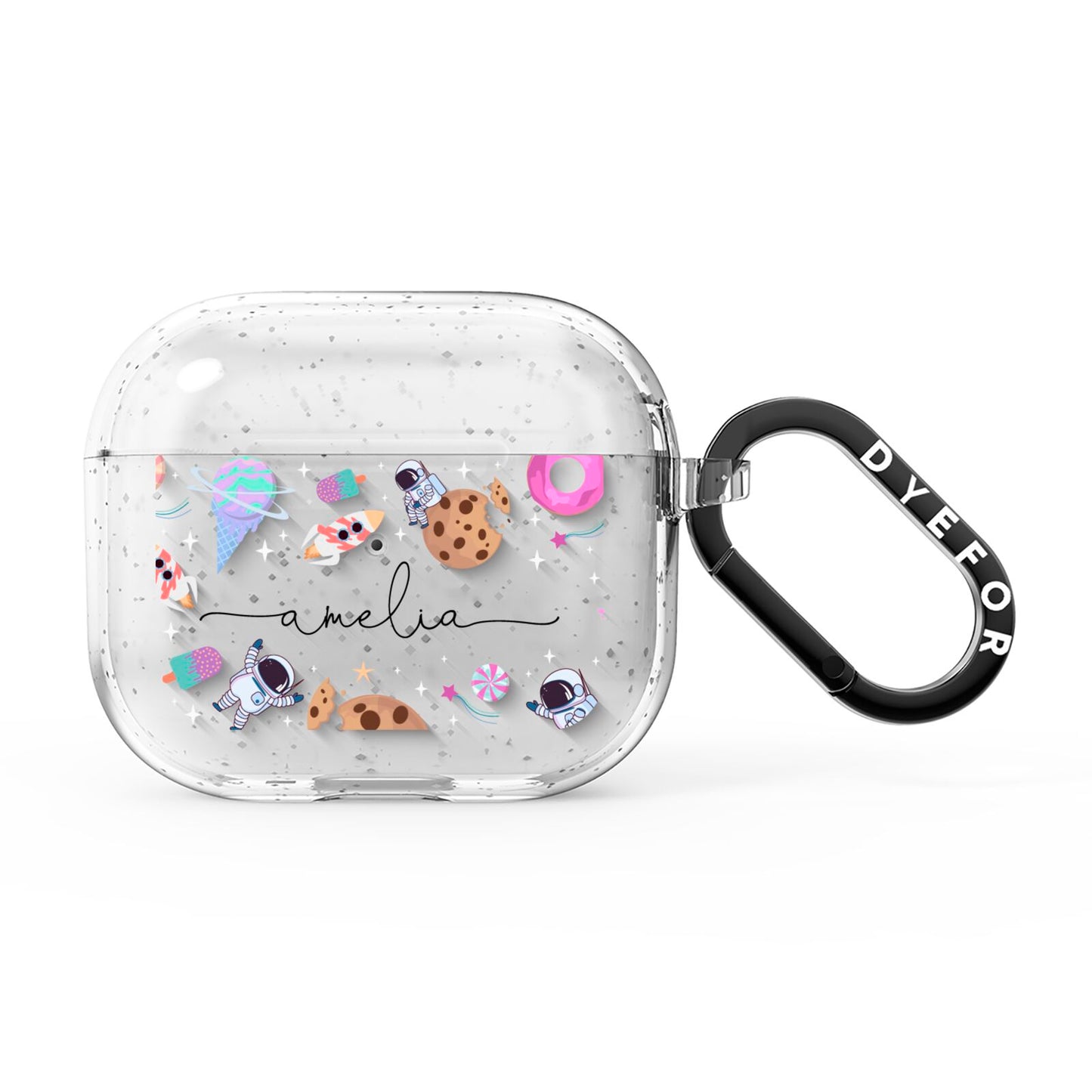 Candyland Galaxy Clear Personalised AirPods Glitter Case 3rd Gen