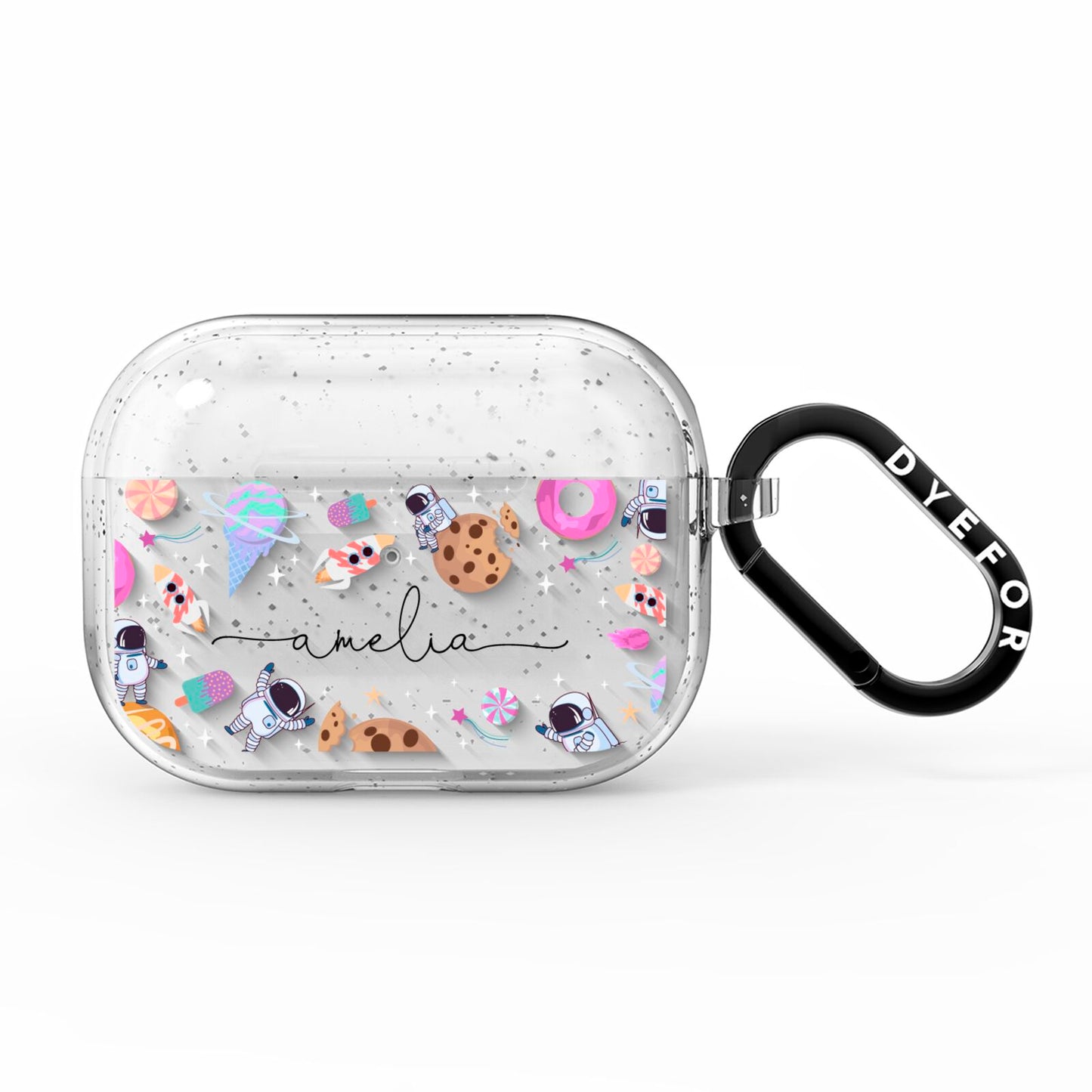 Candyland Galaxy Clear Personalised AirPods Pro Glitter Case