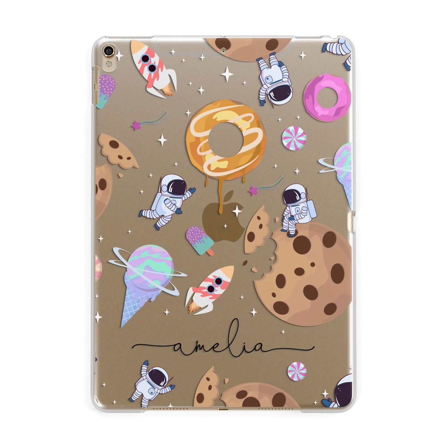 Candyland Galaxy Clear Personalised Apple iPad Gold Case