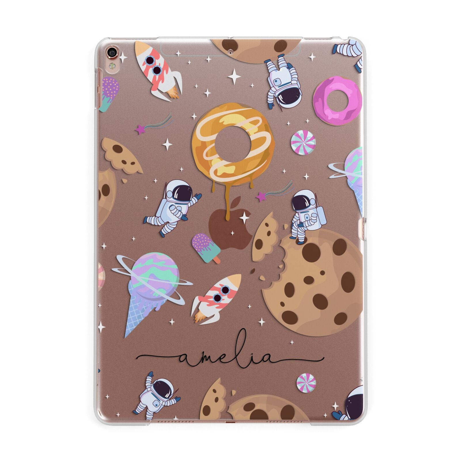 Candyland Galaxy Clear Personalised Apple iPad Rose Gold Case