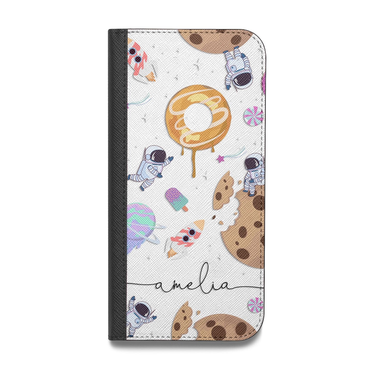 Candyland Galaxy Clear Personalised Vegan Leather Flip Samsung Case