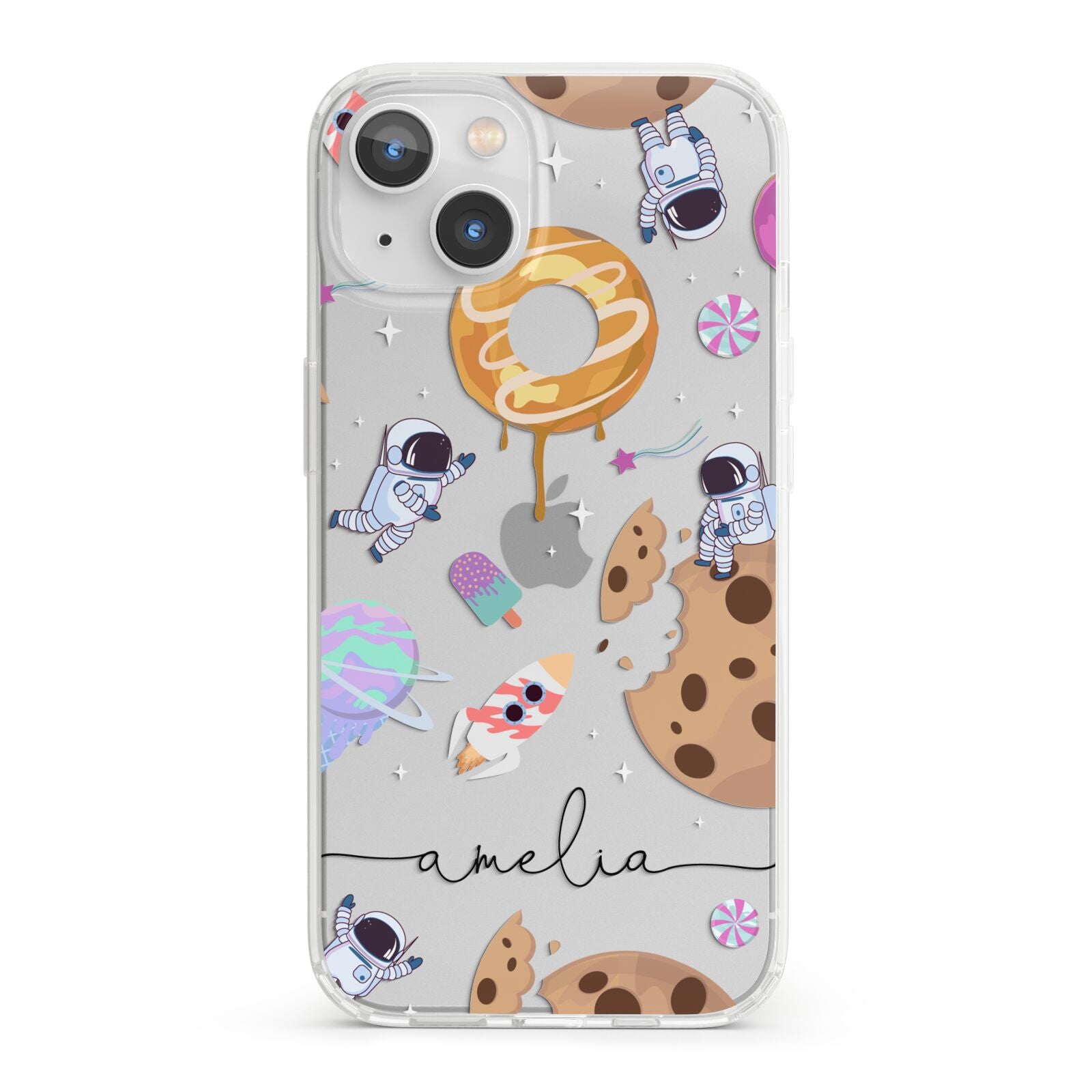 Candyland Galaxy Clear Personalised iPhone 13 Clear Bumper Case