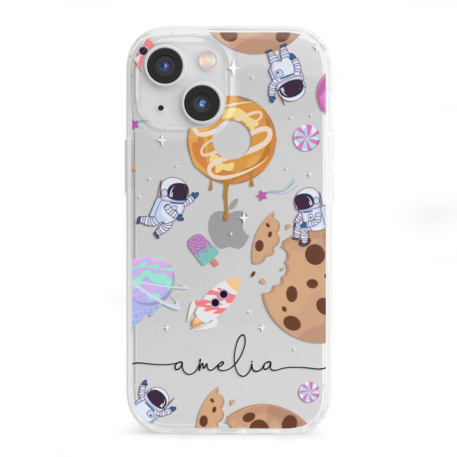 Candyland Galaxy Clear Personalised iPhone 13 Mini Clear Bumper Case
