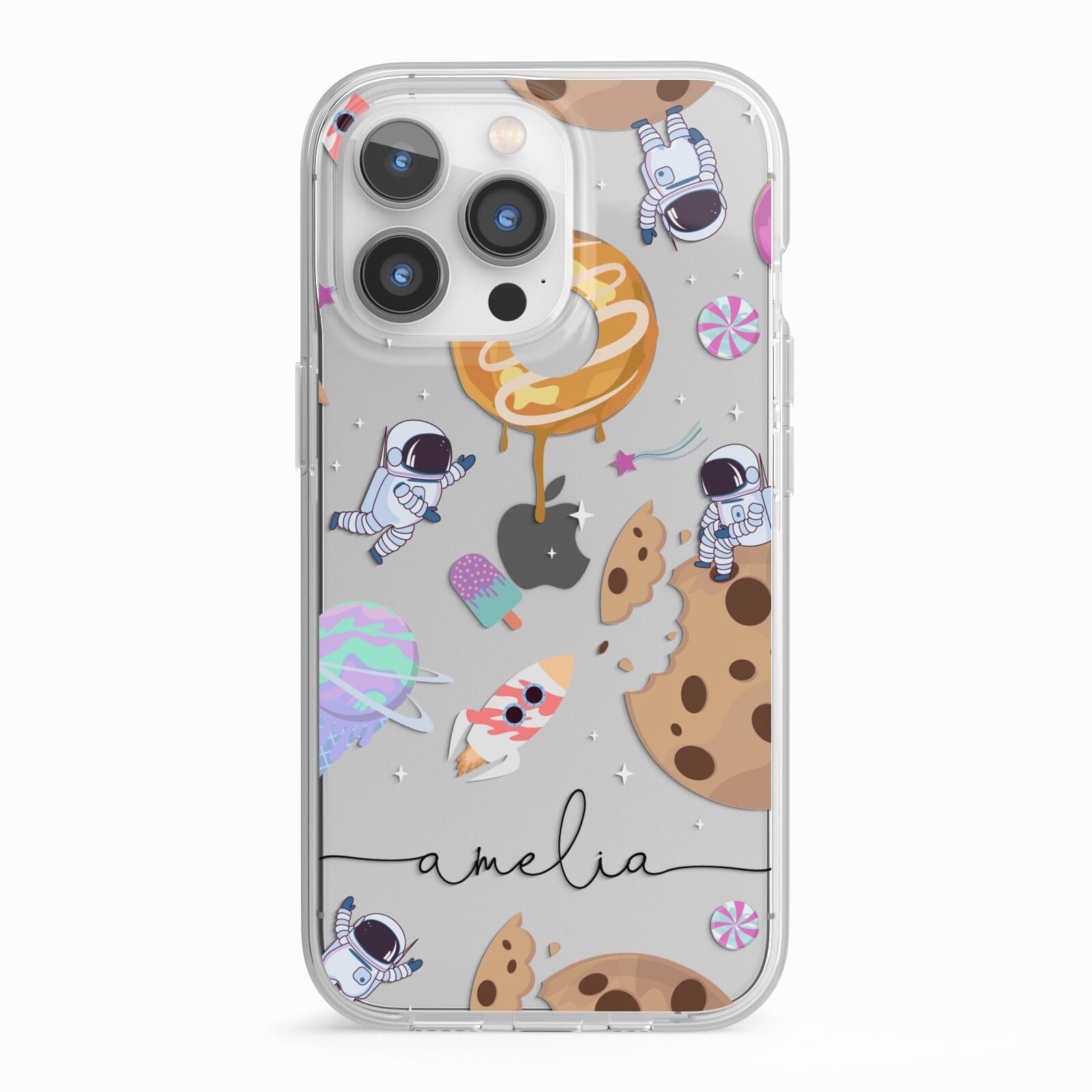 Candyland Galaxy Clear Personalised iPhone 13 Pro TPU Impact Case with White Edges