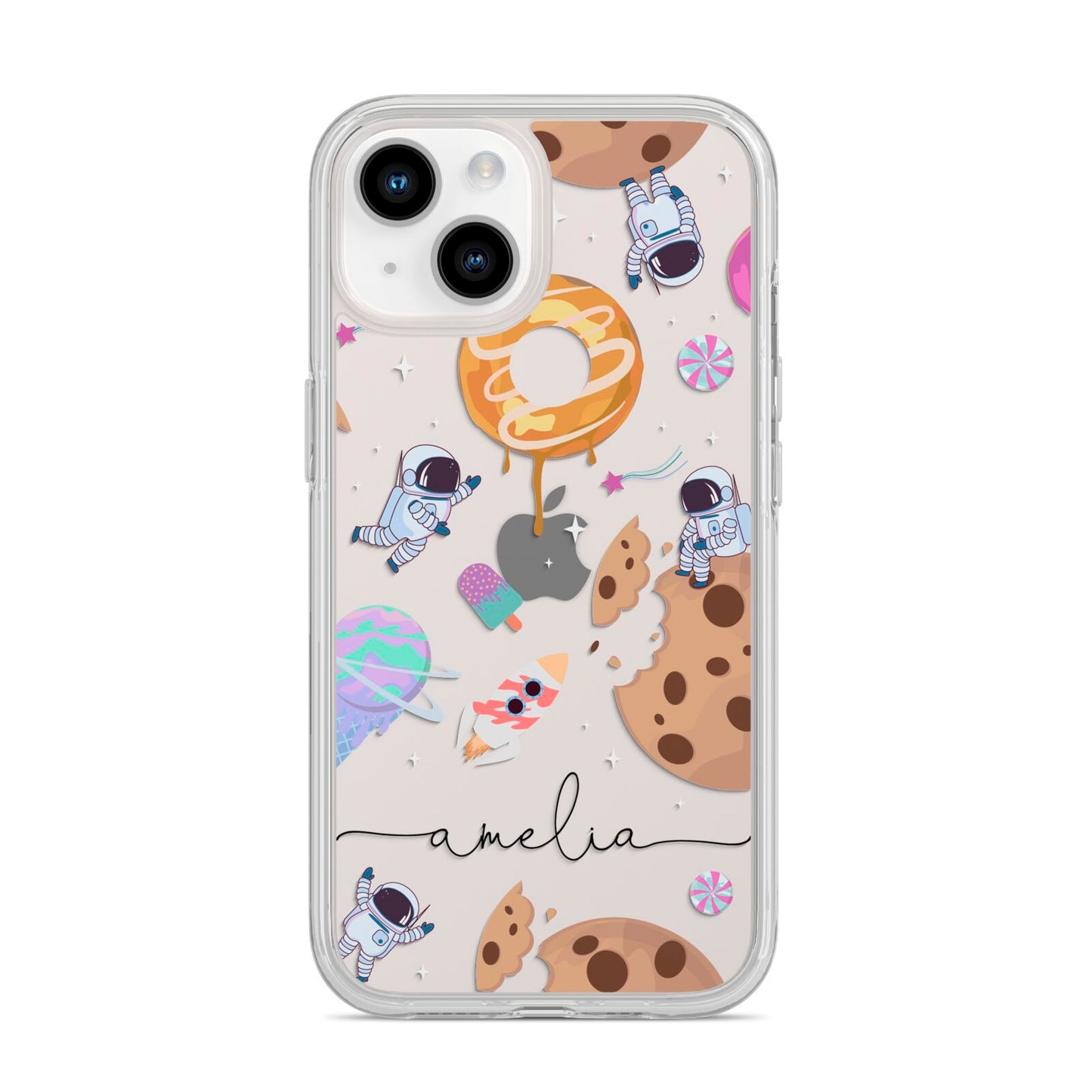 Candyland Galaxy Clear Personalised iPhone 14 Clear Tough Case Starlight