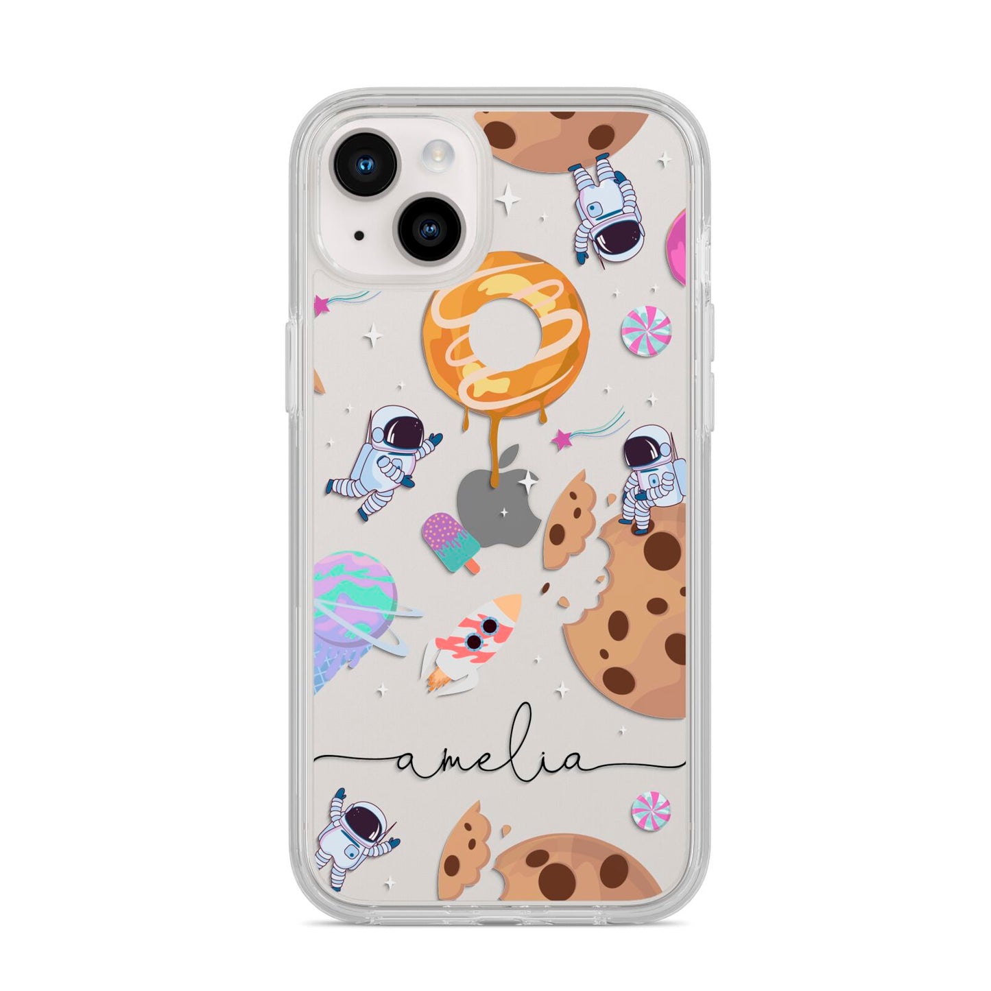 Candyland Galaxy Clear Personalised iPhone 14 Plus Clear Tough Case Starlight
