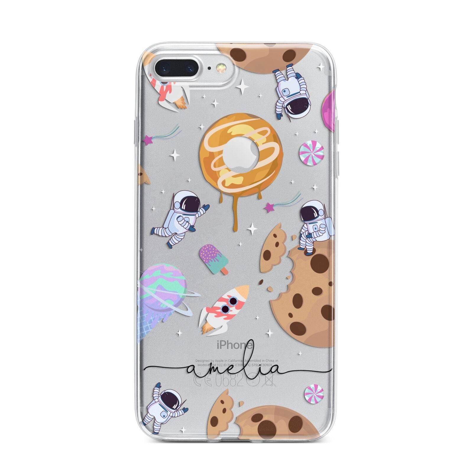 Candyland Galaxy Clear Personalised iPhone 7 Plus Bumper Case on Silver iPhone