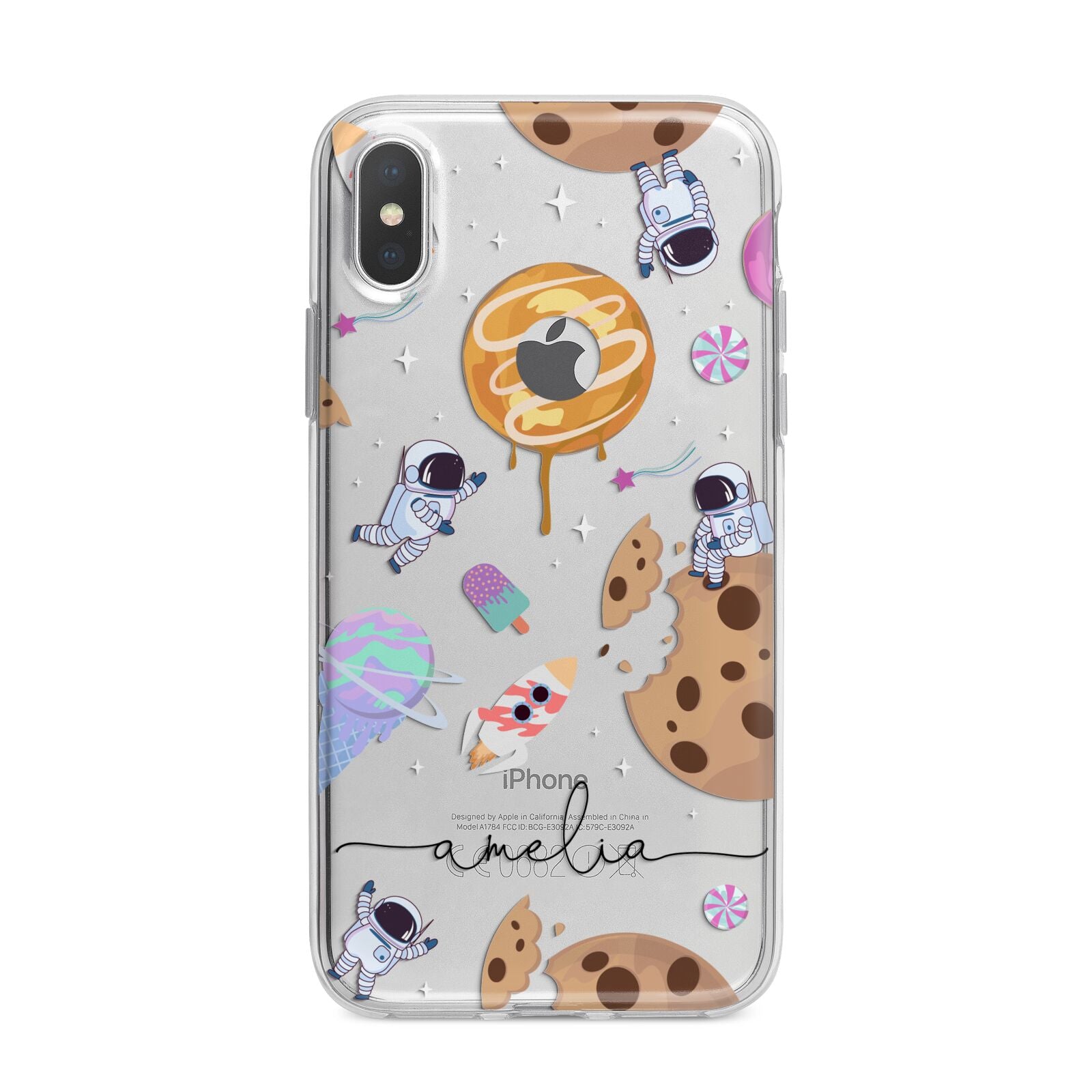 Candyland Galaxy Clear Personalised iPhone X Bumper Case on Silver iPhone Alternative Image 1