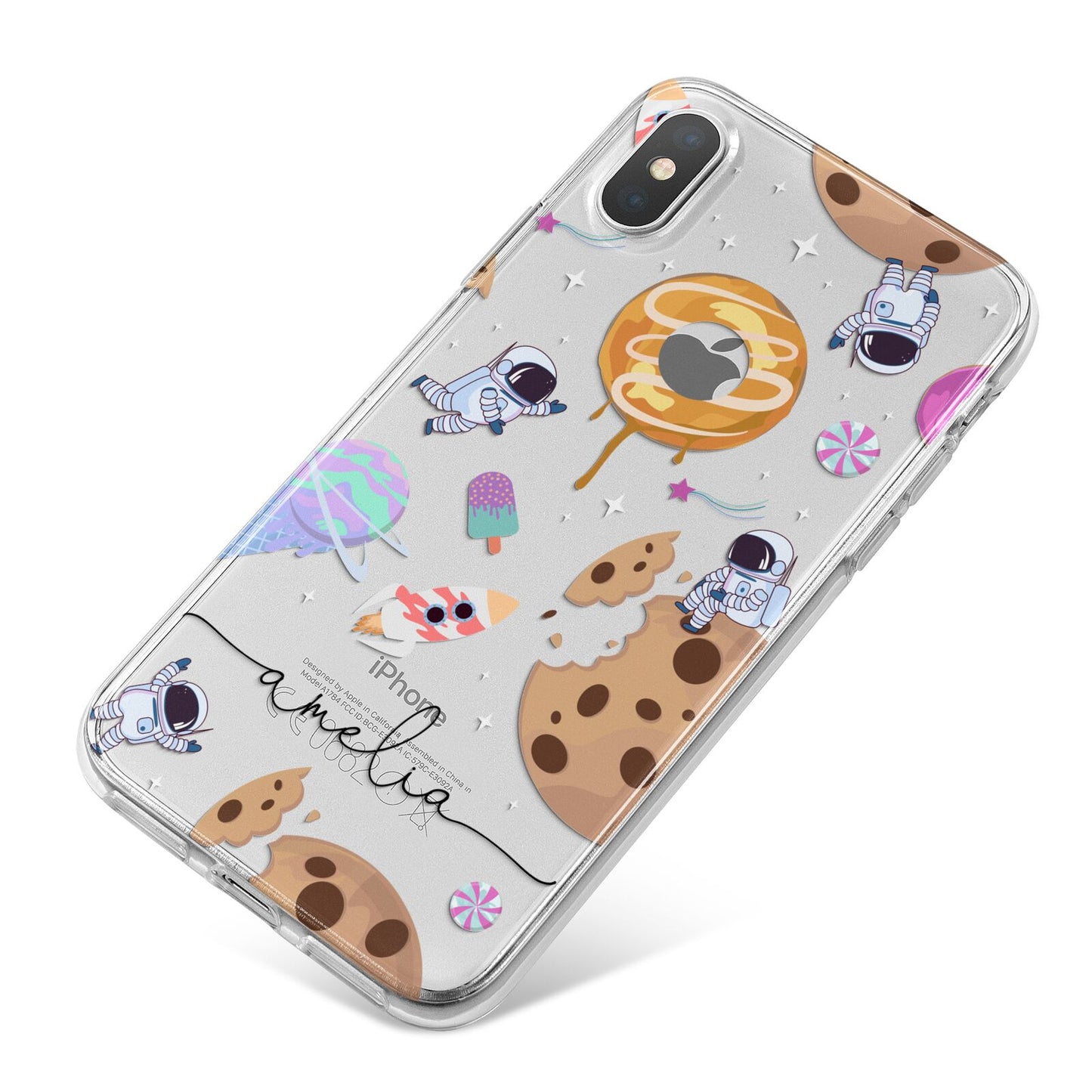 Candyland Galaxy Clear Personalised iPhone X Bumper Case on Silver iPhone