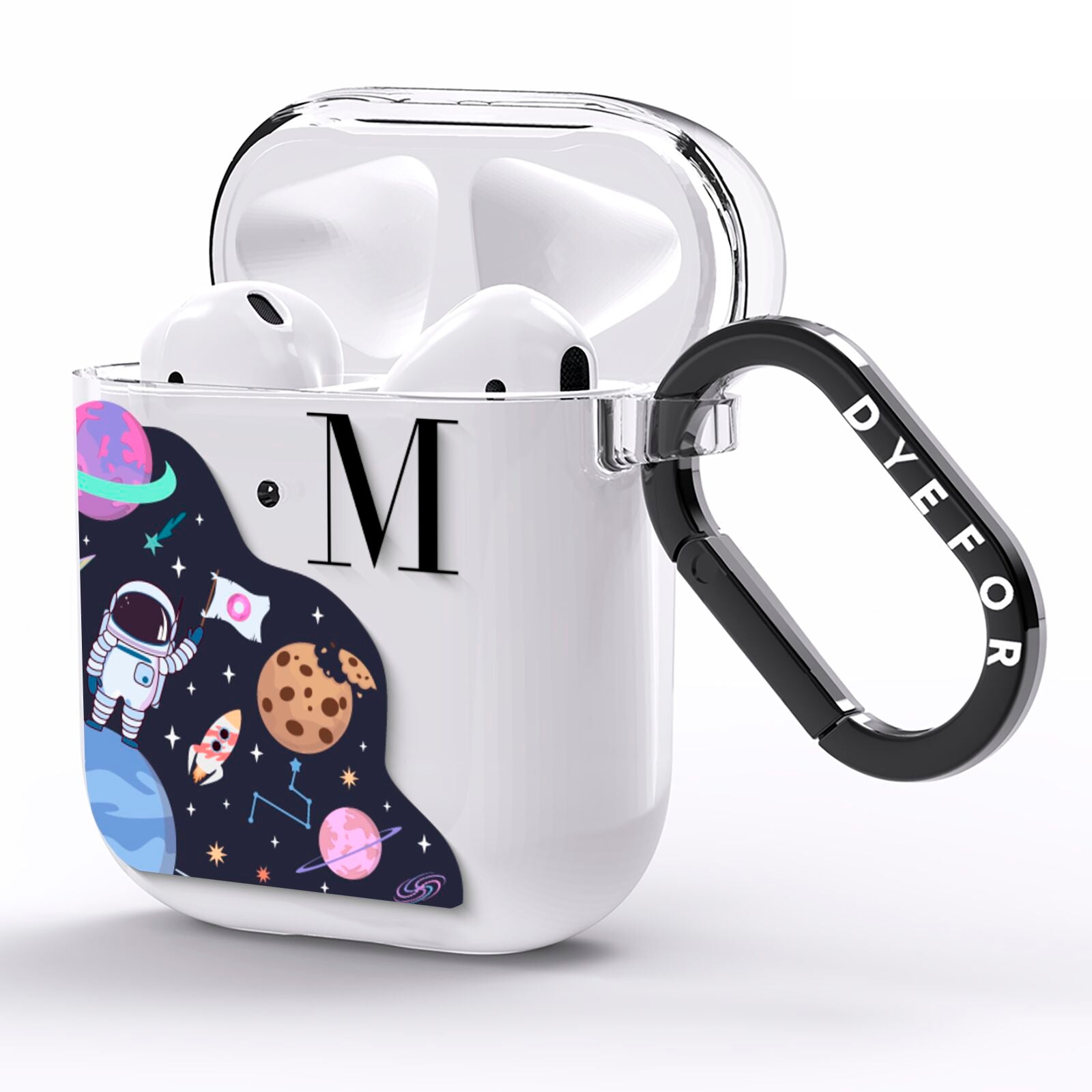 Candyland Galaxy Custom Initial AirPods Clear Case Side Image