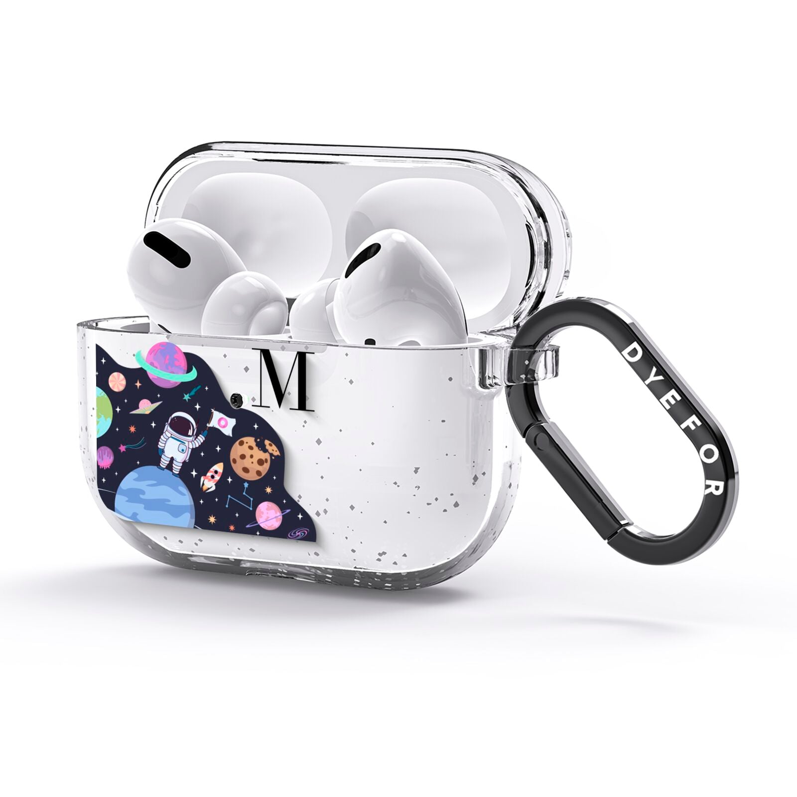Candyland Galaxy Custom Initial AirPods Glitter Case 3rd Gen Side Image