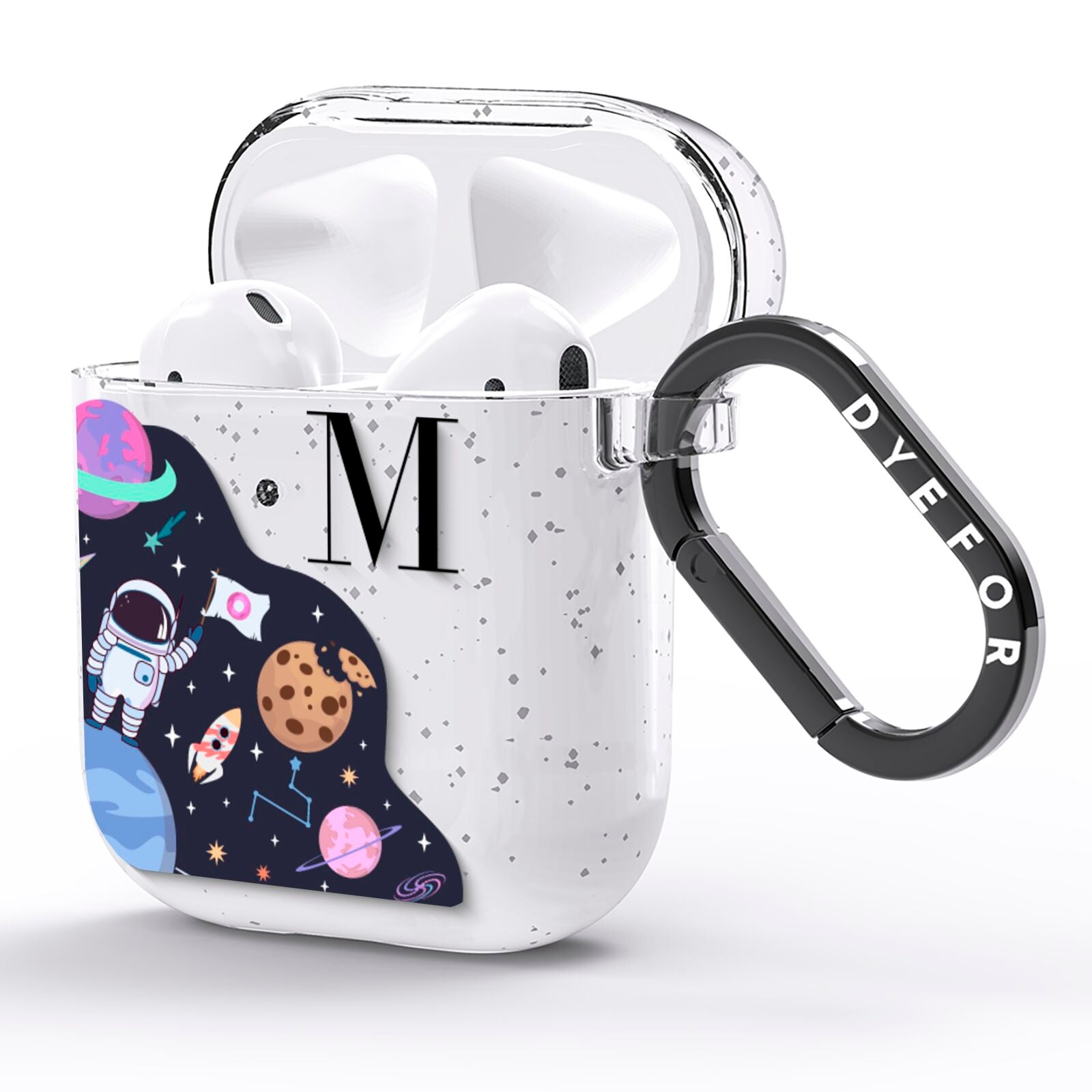 Candyland Galaxy Custom Initial AirPods Glitter Case Side Image
