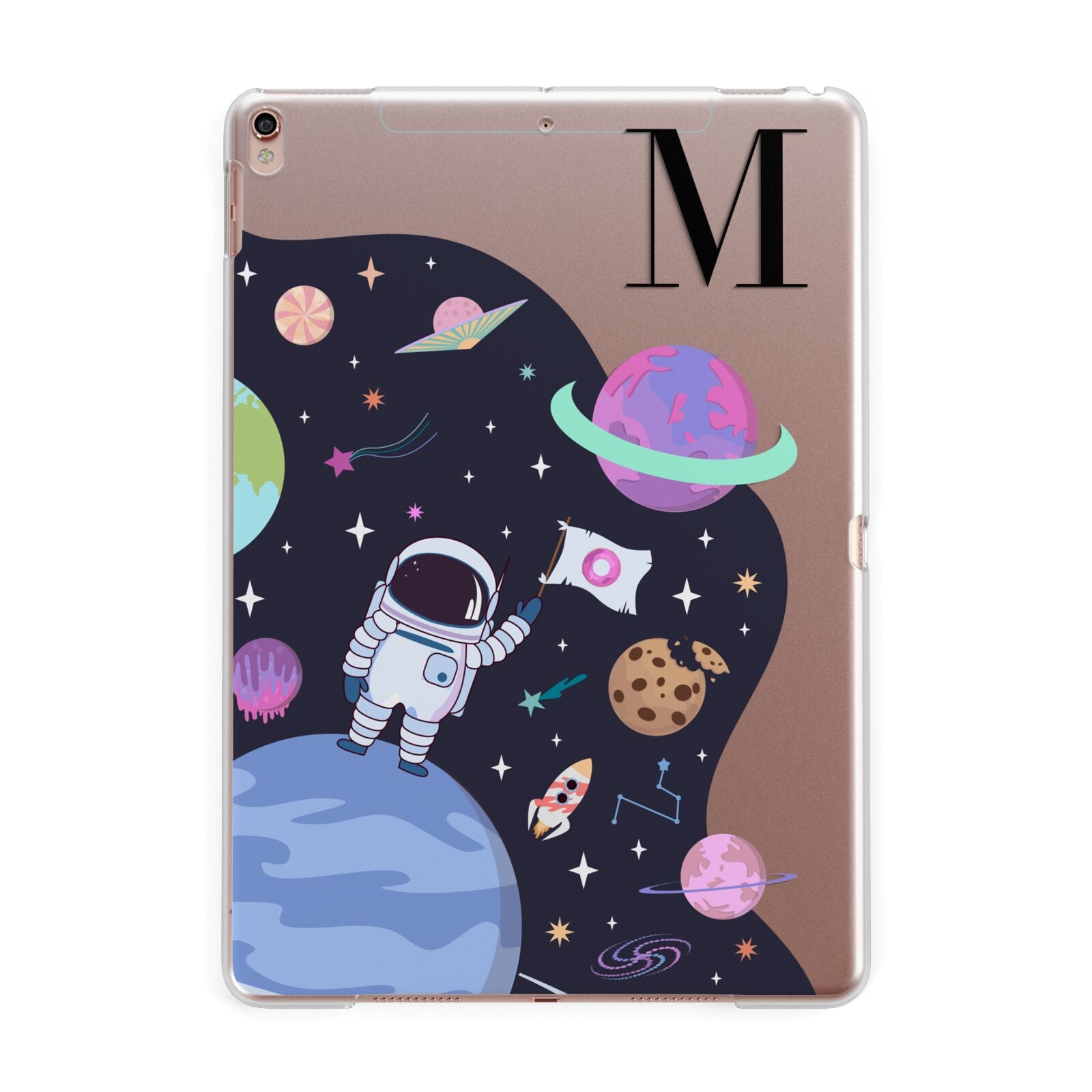 Candyland Galaxy Custom Initial Apple iPad Rose Gold Case