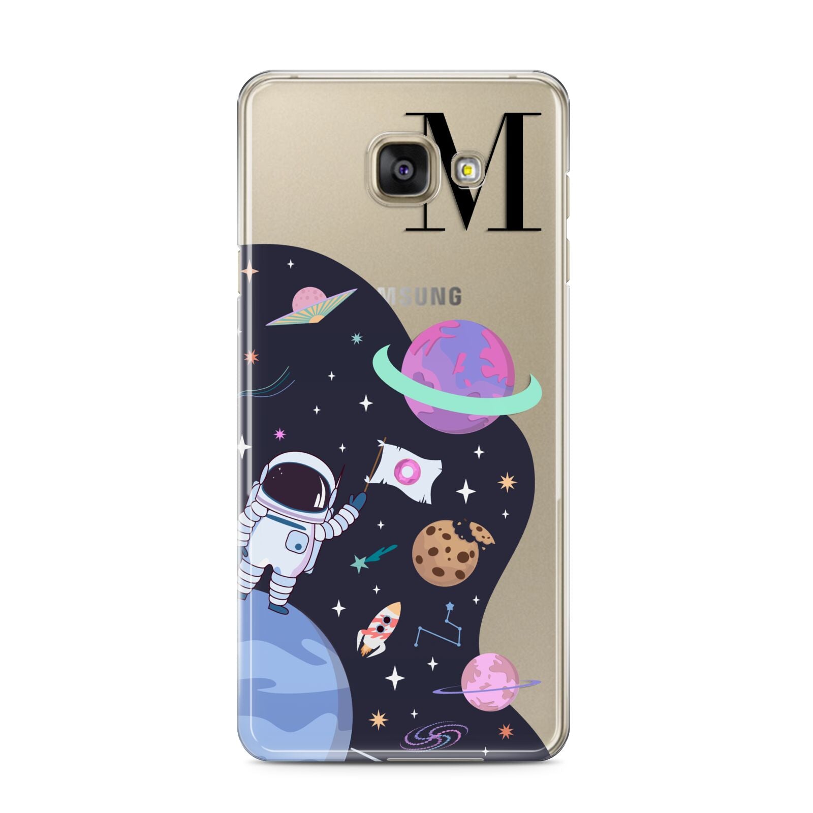 Candyland Galaxy Custom Initial Samsung Galaxy A3 2016 Case on gold phone