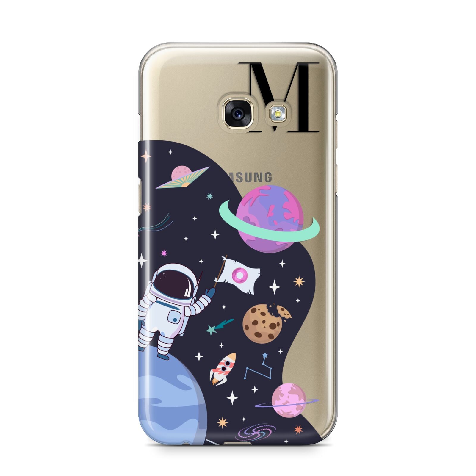 Candyland Galaxy Custom Initial Samsung Galaxy A3 2017 Case on gold phone