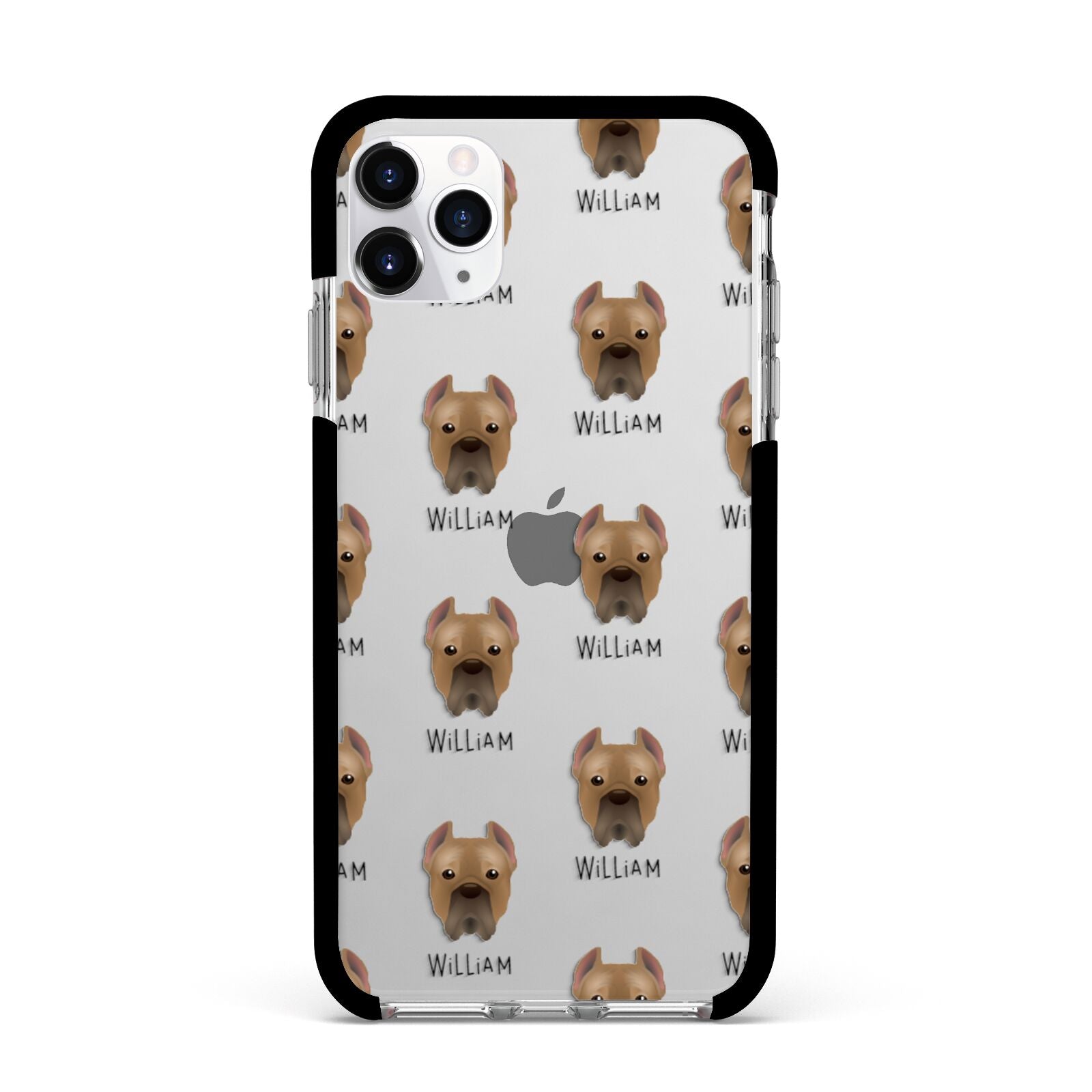 Cane Corso Italiano Icon with Name Apple iPhone 11 Pro Max in Silver with Black Impact Case